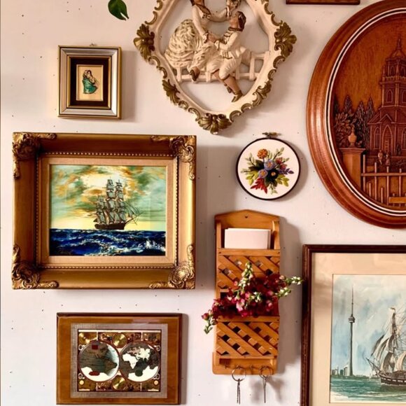 Vintage “On the High Seas” original painting in ornate gold frame 🌊 - Picture 3 of 5